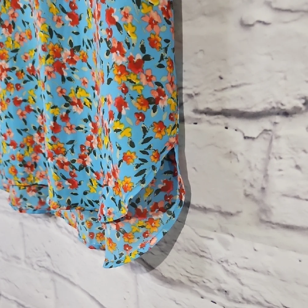 LOFT Multicolor Floral Ruffle Sleeve Blouse - Picture 5 of 7